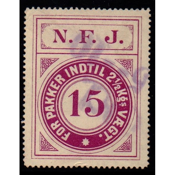 N.F.J. - ( Nordfynske Jernbane )  - For Pakker indtil 2 Kg - 15 re - Stemplet