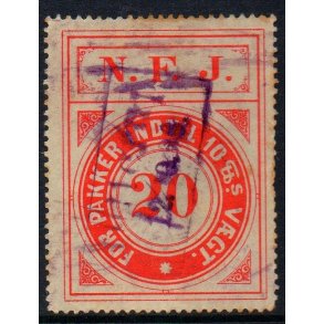N.F.J. - ( Nordfynske Jernbane ) - For Pakker indtil 10 Pund - 20 re - Stemplet