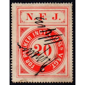 N.F.J. - ( Nordfynske Jernbane ) - For Pakker indtil 10 Pund - 20 re - Stemplet