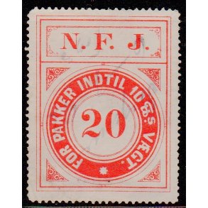 N.F.J. - Nordfynske Jernbane  - For Pakker indtil 10 Pund - 20 re - Stemplet