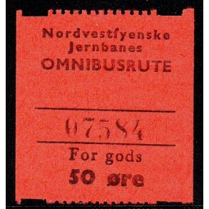 Nordvestfynske Jernbane - Omnibusrute - For Gods - 50 re - Ustemplet