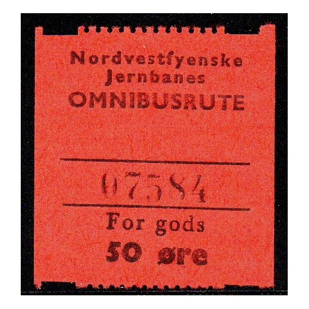 Nordvestfynske Jernbane - Omnibusrute - For Gods - 50 re - Ustemplet