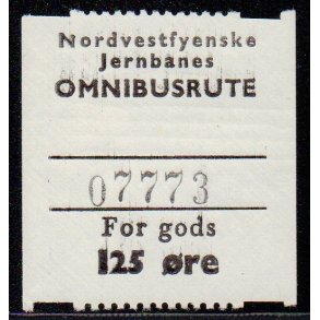 Nordvestfynske Jernbane - Omnibusrute - For Gods - 125 re - Ustemplet