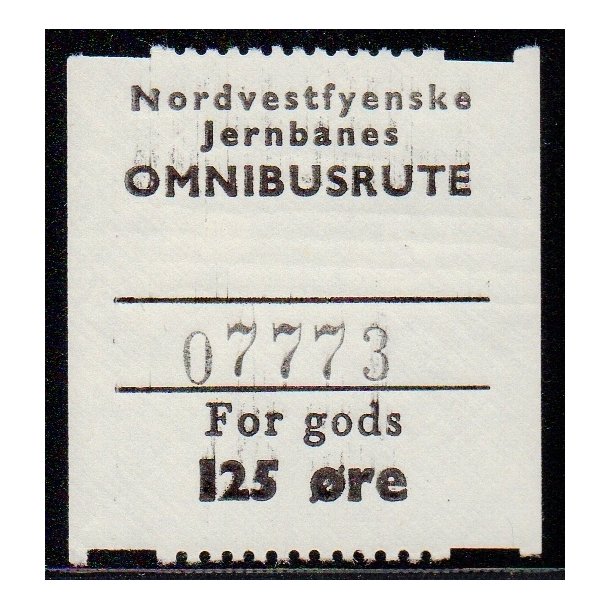 Nordvestfynske Jernbane - Omnibusrute - For Gods - 125 re - Ustemplet