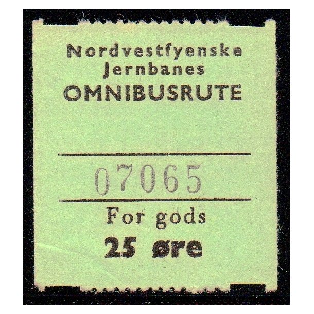 Nordvestfynske Jernbane - Omnibusrute - For Gods - 25 re - Ustemplet