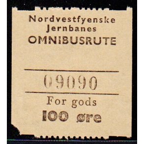Nordvestfynske Jernbane - Omnibusrute - For Gods - 100 re - Ustemplet