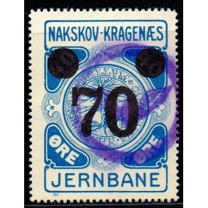 Nakskov - Kragens Jernbane - 45 re overstemplet til 70 re - Stemplet
