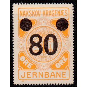 Nakskov - Kragens Jernbane - 50 re overstemplet til 80 re - Stemplet