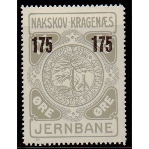 Nakskov - Kragens Jernbane - 125 re overstemplet til 175 re - Ustemplet