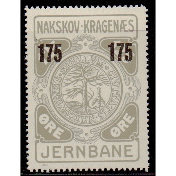 Nakskov - Kragens Jernbane - 125 re overstemplet til 175 re - Ustemplet