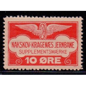 Nakskov - Kragens Jernbane - Supplementsmrke - 10 re - Ustemplet