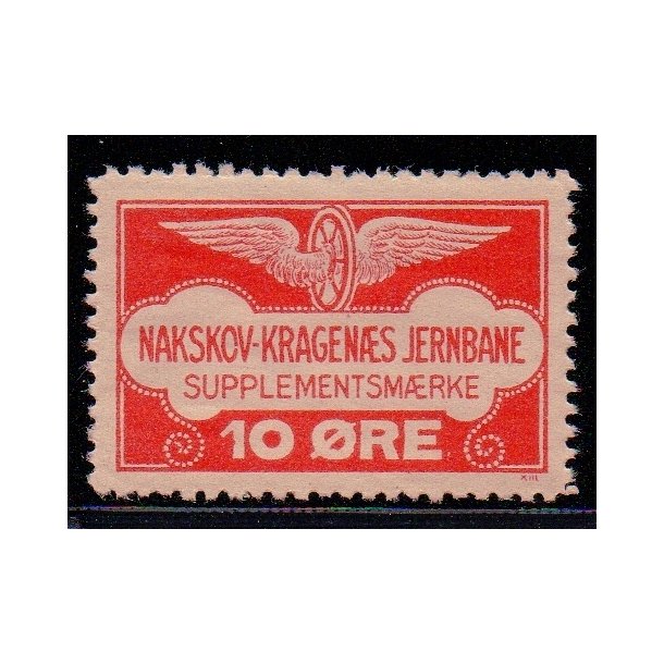 Nakskov - Kragens Jernbane - Supplementsmrke - 10 re - Ustemplet