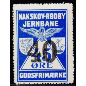 Nakskov - Rdby Jernbane - Godsfrimrke -  45 re overstemplet til 40 re  - Ustemplet