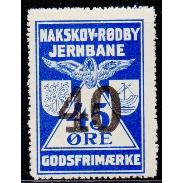 Nakskov - Rdby Jernbane - Godsfrimrke -  45 re overstemplet til 40 re  - Ustemplet