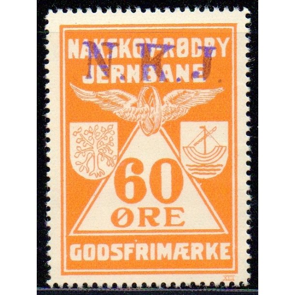 Nakskov - Rdby Jernbane - Overstemplet N.K.J. - Godsfrimrke -  60 re - Ustemplet