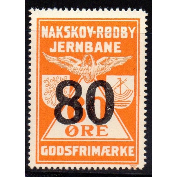 Nakskov - Rdby Jernbane - Godsfrimrke -  60 re overstemplet til 80 re - Stemplet