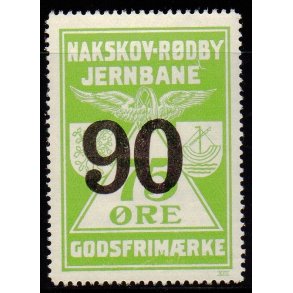 Nakskov - Rdby Jernbane - Godsfrimrke -  75 re overstemplet til 90 re  - Ustemplet