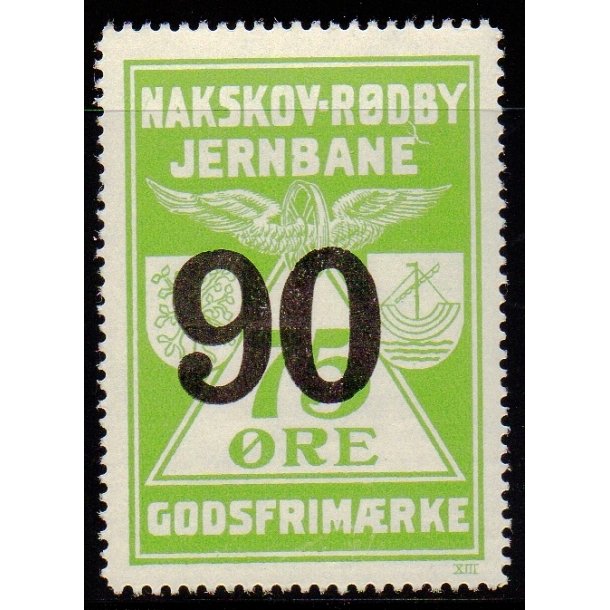 Nakskov - Rdby Jernbane - Godsfrimrke -  75 re overstemplet til 90 re  - Ustemplet