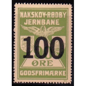 Nakskov - Rdby Jernbane - Godsfrimrke -  90 re overstemplet til 100 re  - Ustemplet
