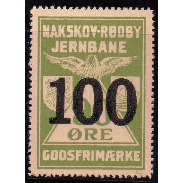 Nakskov - Rdby Jernbane - Godsfrimrke -  90 re overstemplet til 100 re  - Ustemplet