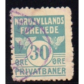 Nordjyllands Forenede Privatbaner - Godsfrimrke -  30 re - Stemplet