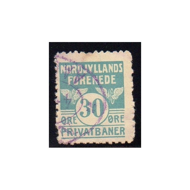 Nordjyllands Forenede Privatbaner - Godsfrimrke -  30 re - Stemplet