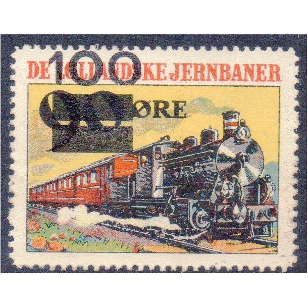 De Lollandske Jernbaner  - Godsfrimrke - 90 re overstemplet til 100 re - Ustemplet