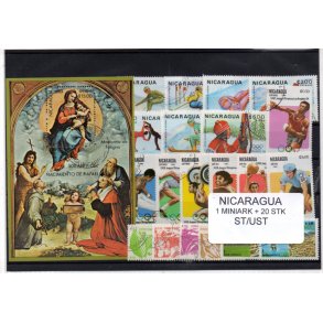 Nicaragua Samling - 1 Miniark + 20 stk. Stemplet/Ustemplet