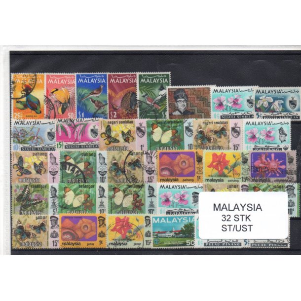 Malaysia Samling - 32 Stk. Stemplet/Ustemplet