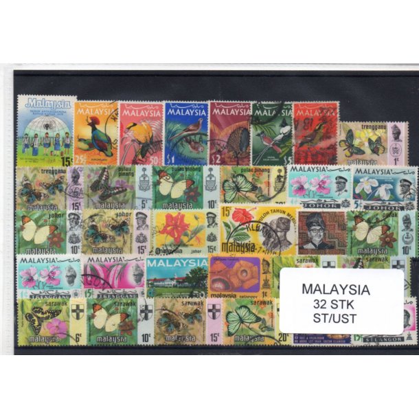 Malaysia Samling - 32 Stk. Stemplet/Ustemplet