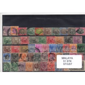 Malaya Samling - 51 Stk. Stemplet/Ustemplet