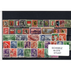 Schweiz Samling - 44 stk. stemplet/Ustemplet