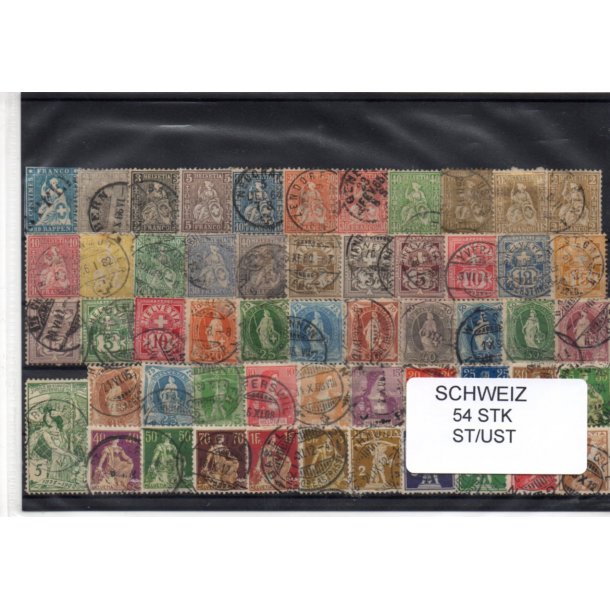Schweiz Samling - 54 stk. stemplet/Ustemplet