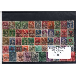 Schweiz Societe Des Natioms Samling - 54 stk Stempler/Ustemplet