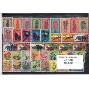 Ruanda - Urundi Samling - 40 Stk. Stenplet/Ustemplet.