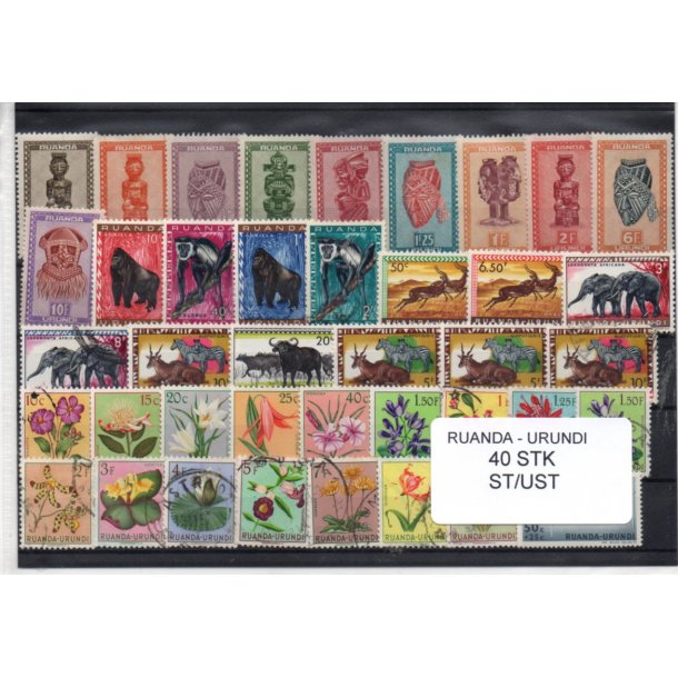 Ruanda - Urundi Samling - 40 Stk. Stenplet/Ustemplet.