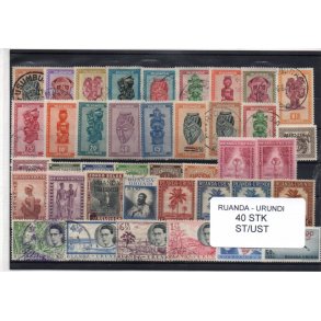 Ruanda - Urundi Samling - 40 Stk. Stenplet/Ustemplet.