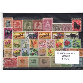 Ruanda - Urundi Samling - 39 Stk. Stenplet/Ustemplet.