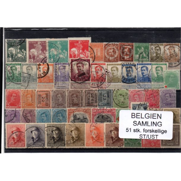 Belgien - Samling - 51 stk. Stemplet/Ustemplet