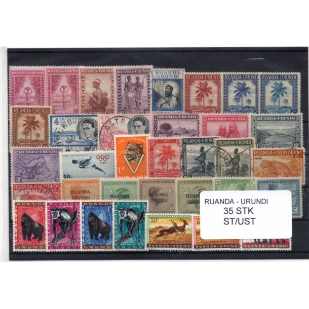 Ruanda - Urundi Samling - 35 Stk. Stenplet/Ustemplet.