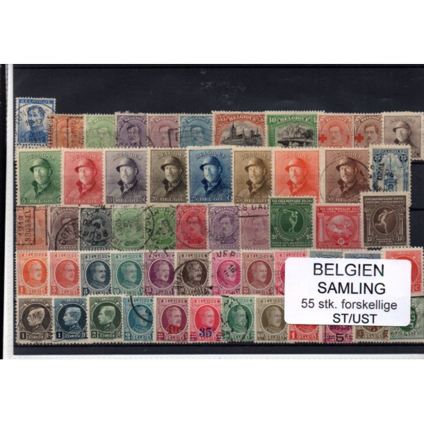Belgien - Samling - 55 stk. Stemplet/Ustemplet