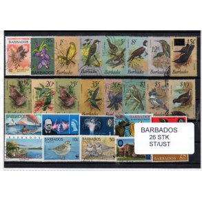Barbados - 26 stk. Stempler/Ustemplet