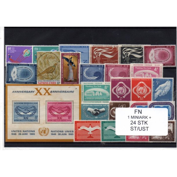 F.N. Samling - 1 Miniark +24 Stk. forskellige Stemplet/Ustemplet