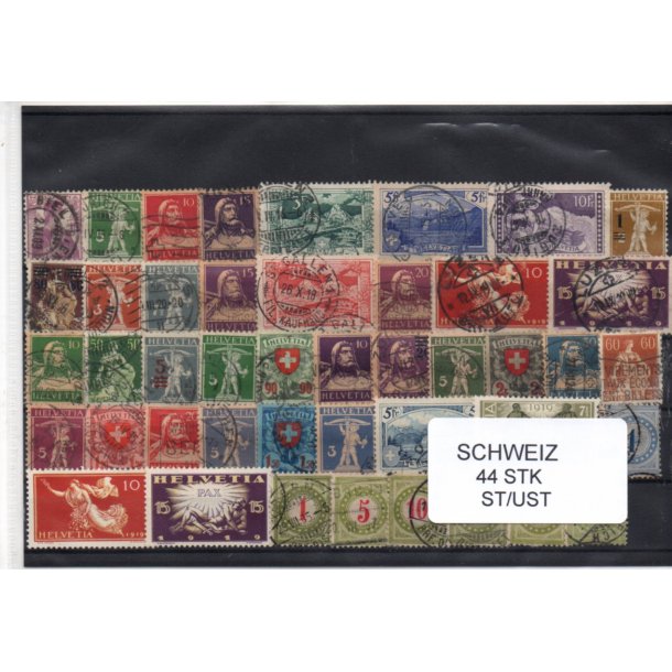 Schweiz Samling - 44 stk stemplet/Ustemplet