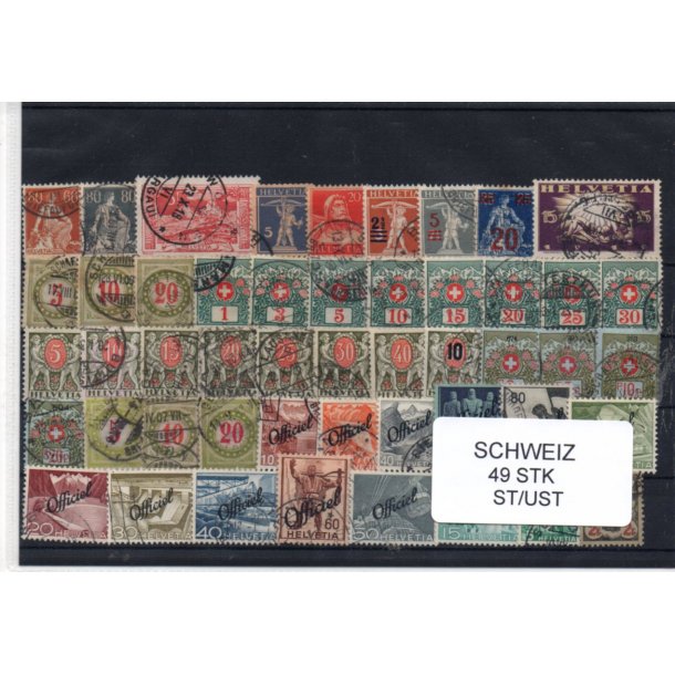 Schweiz Samling - 49 stk stemplet/Ustemplet