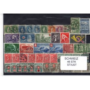 Schweiz Samling - 46 stk stemplet/Ustemplet