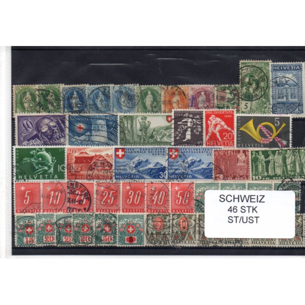 Schweiz Samling - 46 stk stemplet/Ustemplet
