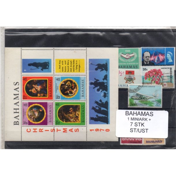 Bahamas Samling - 1 Miniark +7 stk. Stempler/Ustemplet