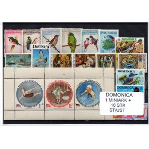 Dominica Samling - 1 Miniark + 18 Stk. Stemplet/Ustemplet