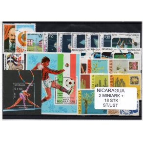 Nicaragua Samling - 2 Miniark + 18 stk Stemplet/Ustemplet